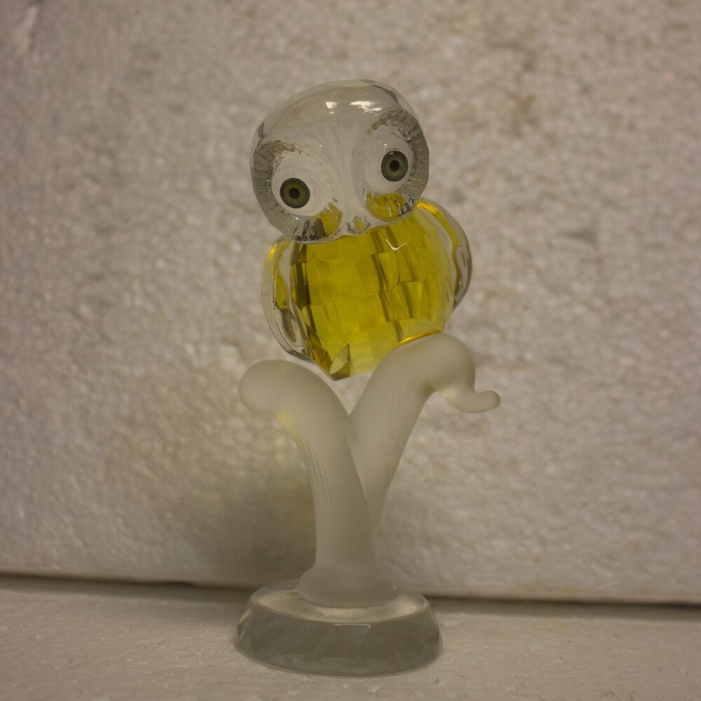 Hobby Lobby Clear & Amber Decorative Crystal Owl Figure
